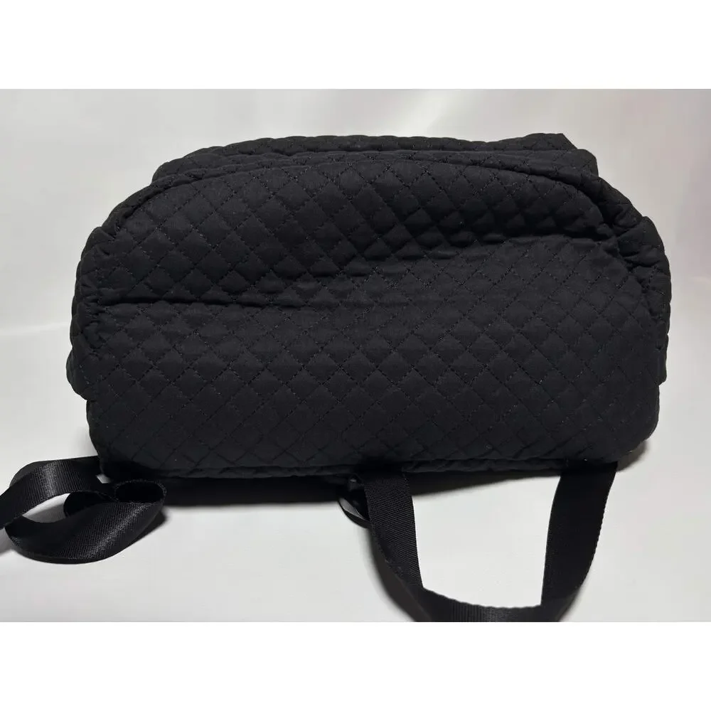 Light Flight Black Quilted Backpack Gold Zipper Travel School Bag